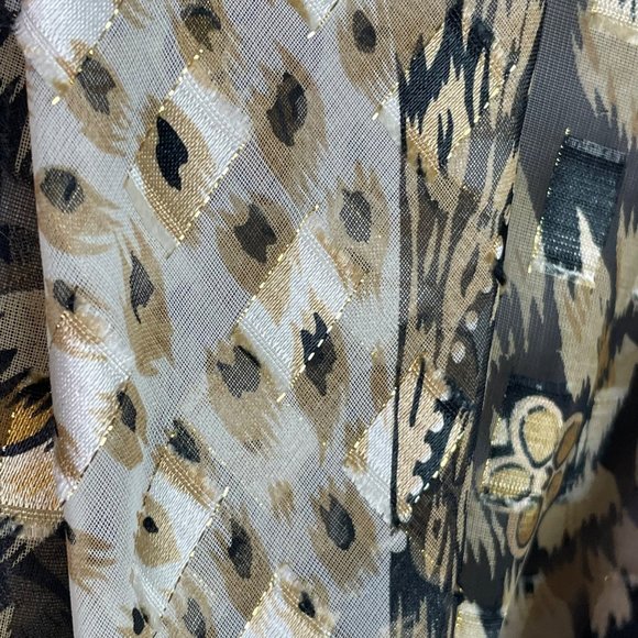 Cache Bodysuit Vintage 10 Black Gold Animal Print Floral Sleeveless Plunge Neck - Picture 7 of 15